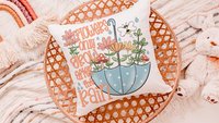 after the rain inspirational decorative pillows for girls, reading nook decor, floral throw pillow covers 18 x 18, wildflower nursery decor
