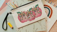 personalized cute teacher wristlet with name, apple for teacher appreciation gifts for women, end of year gifts for teachers, makeup bag for