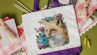watercolor fox tote bag teacher gifts for women, floral fox gifts for sisters, library tote for books, college gifts for girls, eco friendly
