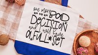 bad decisions quote funny tote bag divorce gift for her, bad decisions make good stories girls trip totes 2026, snarky gifts, reusable