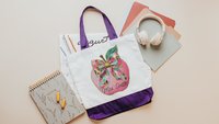 personalized watercolor apple tote bag for her, apple for teacher appreciation gifts for women, end of year gifts summer totes for teachers