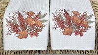 August red poppy & gladiolus flower towel