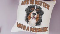 life is better with dogs Bernese mountain dog throw pillow for couch, Bernese mountain dog gifts for her, Berner Sennenhund cute dog lover