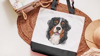 bernese mountain dog tote bag for dog lover, berner mama dog walking bag for women, cute dog gifts beach bag for friends, dog mom tote bag