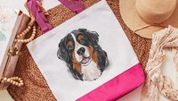 bernese mountain dog tote bag for dog lover, berner mama dog walking bag for women, cute dog gifts beach bag for friends, dog mom tote bag