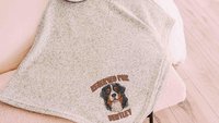 personalized dog name blanket 50 x 60, best gifts for dog lovers, Bernese mountain dog throw blanket for bed, unique dog mom gifts, cozy