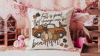 fall is proof that change is beautiful pumpkin truck decorative pillows for fall, autumn decor bedroom throw pillows for bed, fall host gift