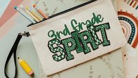 personalized 2nd grade squad pencil pouch for teacher, yellow school spirit school supplies, second grade teacher gifts for women, cute