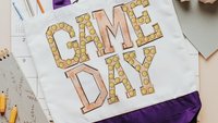 game day tote bag for daughter, red school spirit accessories for teachers, cheerleader gift from coach, college student gift, tailgate tote