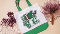 Gold football cheer tote bags
