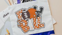 Gold football cheer tote bags