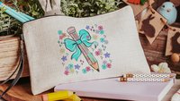 colorful pencil pouch with zipper, school supplies for girls, turquoise coquette bow pencil bag for tweens, back to school gifts for kids