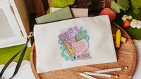 teacher coquette pencil pouch personalized pastel apple for teacher wristlet with name, cute teacher gifts for coworkers, teacher makeup bag