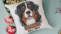personalized Bernese mountain dog throw pillow cover 18 x 18, loss of dog memorial gift, remembrance dog pillow with name Berner mom and dad