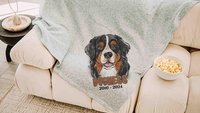 bernese mountain dog blanket personalized in memory of dog blanket for dog lovers, dog sympathy gift with name, loss of dog memorial gift