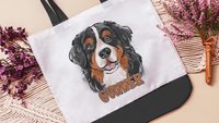 personalized Bernese mountain dog tote bags with name, secret Santa gifts for her, dog mom Christmas gifts for dog lovers, Berner bag, new