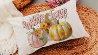 hello fall accent pillows for sofa, fall style gift, pink autumn decor, watercolor pumpkin fall decor best seller, fall host gift, sunflower