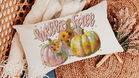 hello fall accent pillows for sofa, fall style gift, pink autumn decor, watercolor pumpkin fall decor best seller, fall host gift, sunflower