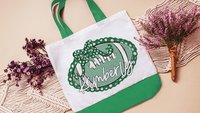 personalized seersucker football tote bag for school, maroon school spirit bag with name, senior gifts for cheerleaders, football cheer mom