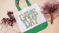 game day tote bag for college, football mom gifts, yellow school spirit bags for teachers, high school football game day gifts, tailgate