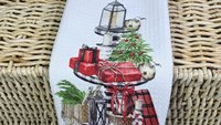 greenery Christmas kitchen towel for women, buffalo plaid Christmas hand towels for bathroom farmhouse Christmas gift for her, secret Santa