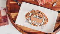 personalized cheer makeup bag for teens, gold school spirit items, stocking stuffers for teenage girls Christmas gifts for cheerleaders