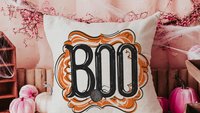 boo Halloween throw pillows for chair, boo basket gifts for her, cute spider Halloween kitchen towels, spooky season gifts, fall host gift