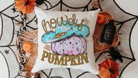 howdy pumpkin throw pillows for living room, fall cowgirl pumpkin pillow cover 18 x 18, pink pumpkin decor, fall host gift, western pumpkin