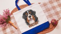 personalized Bernese mountain dog tote bags with name, secret Santa gifts for her, dog mom Christmas gifts for dog lovers, Berner bag, new