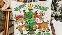 dancing reindeer pillow for girls room, reindeer gifts, trendy decorative throw pillows for chairs, whimsical Christmas gifts for home, best