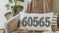 personalized black and white grunge harlequin pillow for dorm, custom zip code lumbar pillow home decor, girly gothic gifts for home, moving