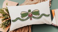 grandmillennial Christmas lumbar pillows for bench, trendy decorative throw pillows for chairs, nutcracker coquette Christmas decor for home