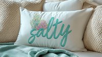 salty beach lumbar throw pillows for couch, mermaid vibes decorative pillows for girls, coastal housewarming gifts for daughter, funny gifts