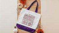 breast cancer awareness pink October tote bag for women, Halloween coquette trick or treat bags for girls, pink pumpkin makeup bags best