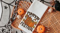 pumpkin harvest plaid pumpkin kitchen towels home essentials, fall housewarming gift for women, pumpkin spice kitchen decor, sunflower gifts