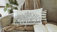 born to be a wildflower lumbar throw pillows for couch boho decorative pillows for girls, unique housewarming gift for daughter, nursery