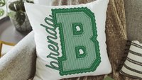 personalized butter yellow seersucker pillow with name, initial throw pillow for girls, Christmas gifts for teenage girls, preppy pillows