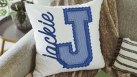 personalized butter yellow seersucker pillow with name, initial throw pillow for girls, Christmas gifts for teenage girls, preppy pillows