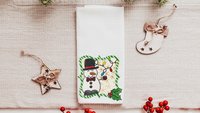 mr and mrs snowman kitchen towels for Christmas, holiday hosting decor home decor gift for couple, newlywed stocking stuffers for adults