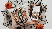 boo thang funny Halloween throw pillows for chair, boo basket stuffers for adults, Halloween coquette kitchen towels, spooky season gifts