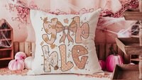 gobble Thanksgiving coquette throw pillows for couch, Thanksgiving hosting gift, fall floral pumpkin pillow autumn housewarming gift for