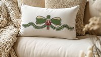 grandmillennial Christmas lumbar pillows for bench, trendy decorative throw pillows for chairs, nutcracker coquette Christmas decor for home