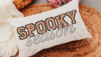 spooky season Halloween lumbar pillow cover 12x20, preppy Halloween throw pillow for bed, boo basket stuffers for adults, October themed