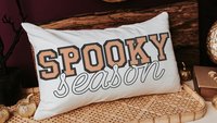 spooky season Halloween lumbar pillow cover 12x20, preppy Halloween throw pillow for bed, boo basket stuffers for adults, October themed