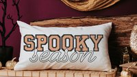 spooky season Halloween lumbar pillow cover 12x20, preppy Halloween throw pillow for bed, boo basket stuffers for adults, October themed