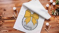 personalized yellow school spirit golf coquette golf towel with name, golf Christmas gifts for golfers, high school girls golf team gifts