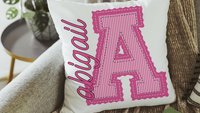 personalized bright pink seersucker pillow for granddaughter, preppy throw pillow with name, tween girl gifts, Christmas gifts for college