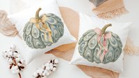 oyster shell pumpkin throw pillows for couch, fall coastal decor, nautical pumpkins autumn pillow covers 18x18, Thanksgiving hosting gift