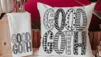 good goth throw pillow for couch funny Halloween gifts for adults, Halloween coquette kitchen towels, boo basket gifts for best friends