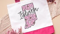apple blossom Arkansas state flower tote bag for school, Arkansas Christmas gifts for neighbors, Arkansas game day bag for women, college